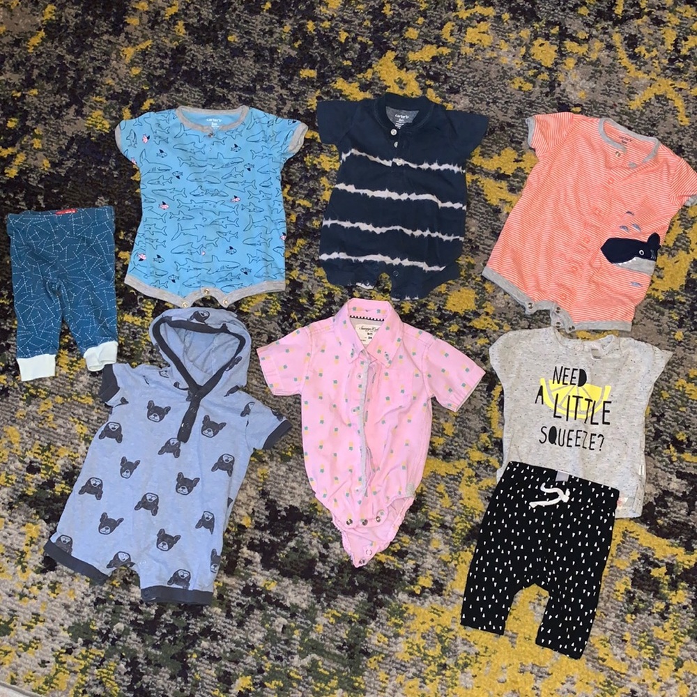 8 piece baby boys lot from petit lem skip hop Carter’s and sovereign code